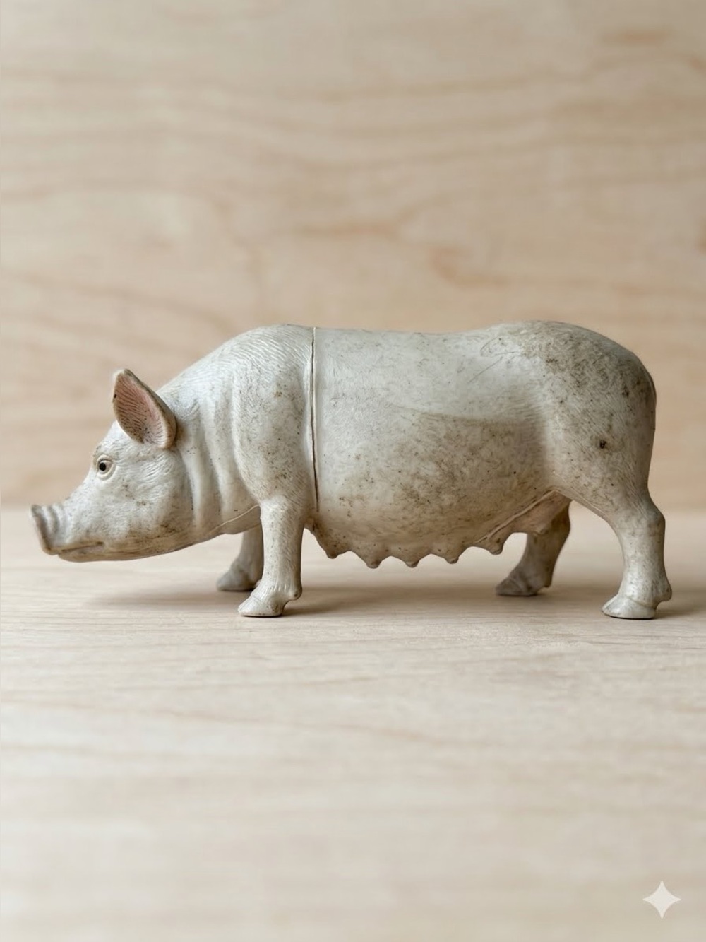 Vintage 1986 Imperial White Plastic Yorkshire Sow Pig Figure Farm Toy
